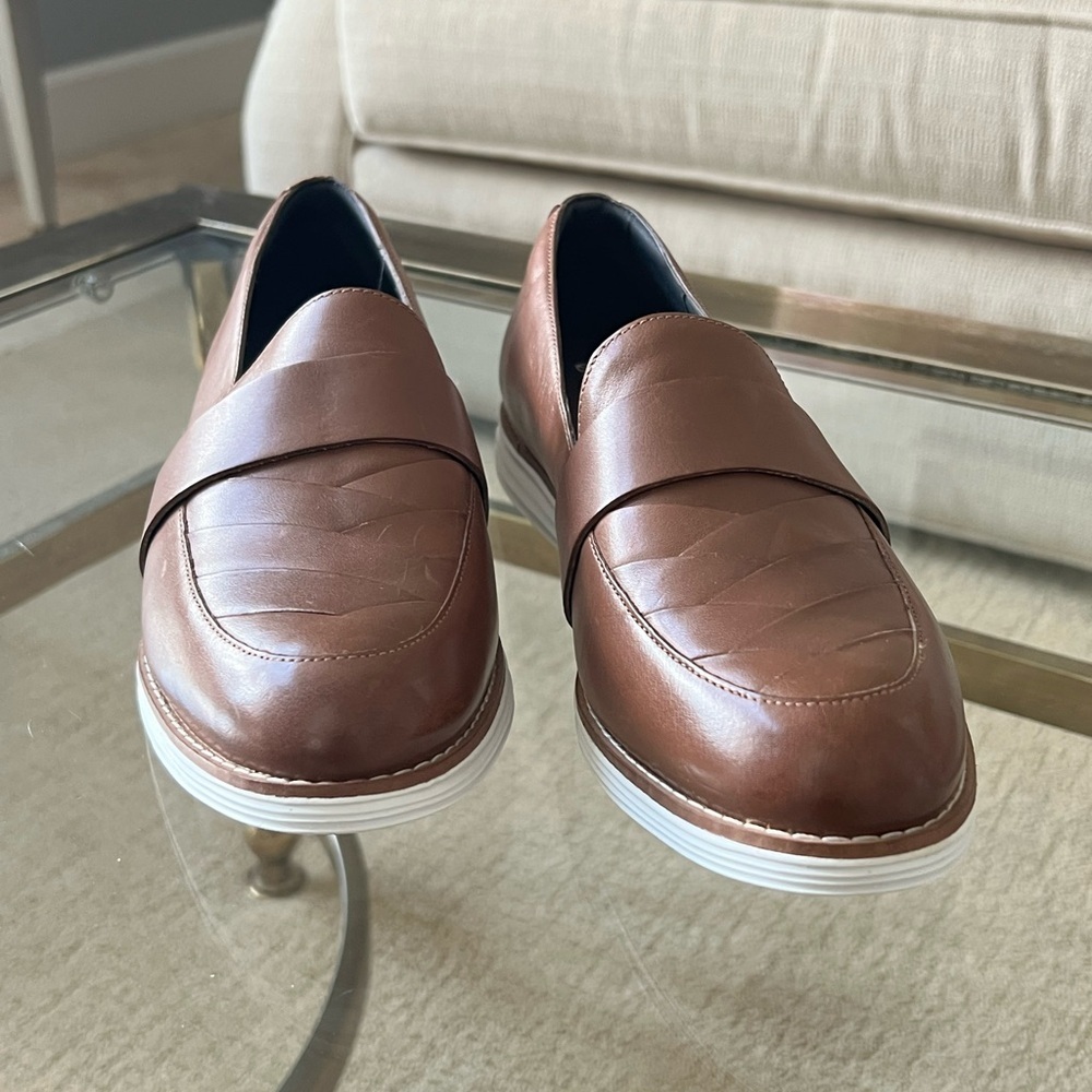 Cole Haan OriginalGrand Woven Leather Loafers Brown White NWOB Size 7